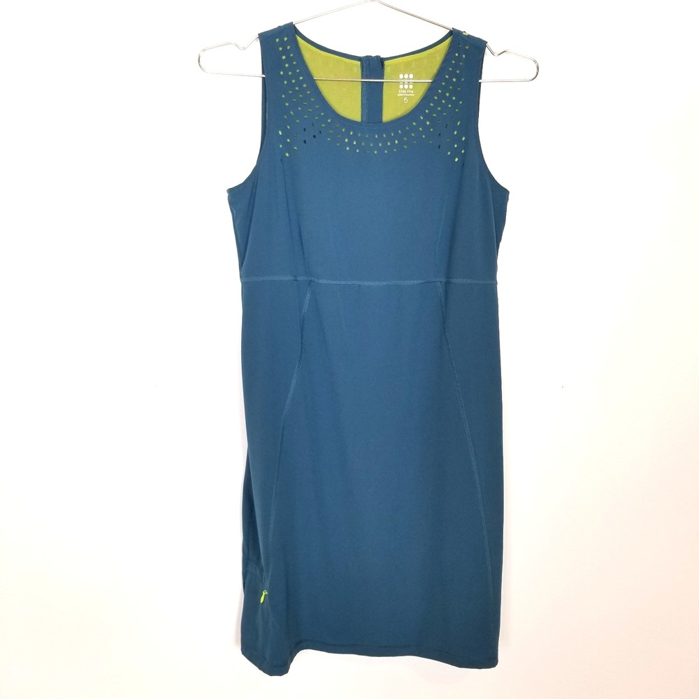 Title Nine Women Swelter Shelter Teal Laser Cut Dress Sz 6 Sleeveless Summer